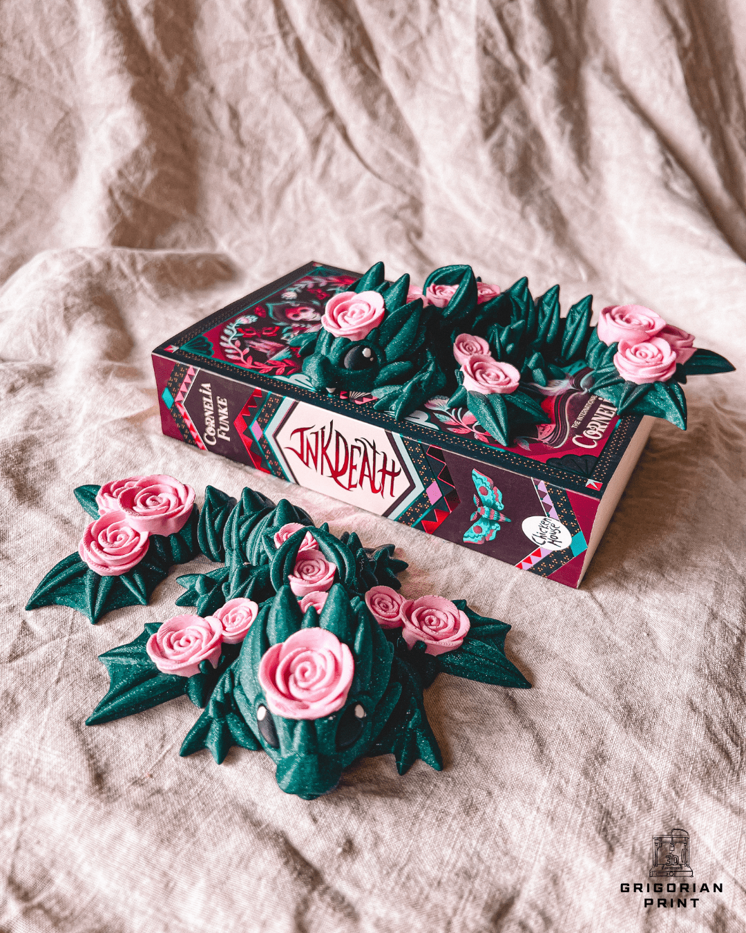 rose_drage_grigorianprint.dk Romantisk Flexi Drage med Roser - Billede 1